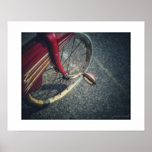 Póster impreso de triciclo rojo vintage