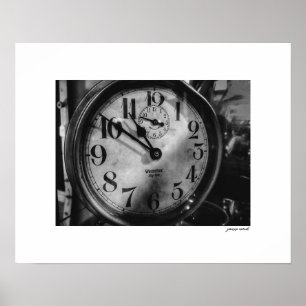 Póster impreso del reloj Big Ben vintage en B&W