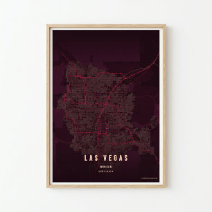 Póster Impreso Las Vegas Ruby Mapa Nevada Arte de 
