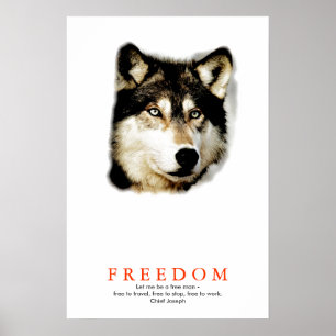Póster impreso motivacional de lobo con libertad ú