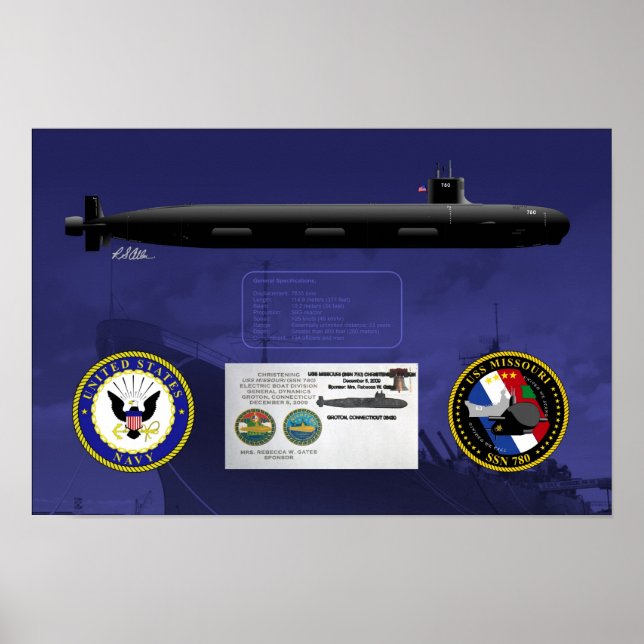 Póster Impresora de corrección de USS Missouri (Frente)