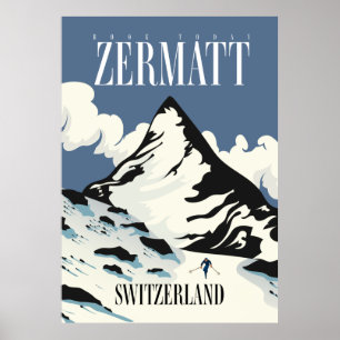 Póster Impresora de esquí de Zermatt Suiza