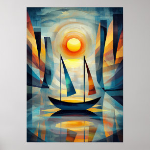 Póster Impression Sunrise - Obra maestra cubista inspirad