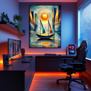 Póster Impression Sunrise - Obra maestra cubista inspirad