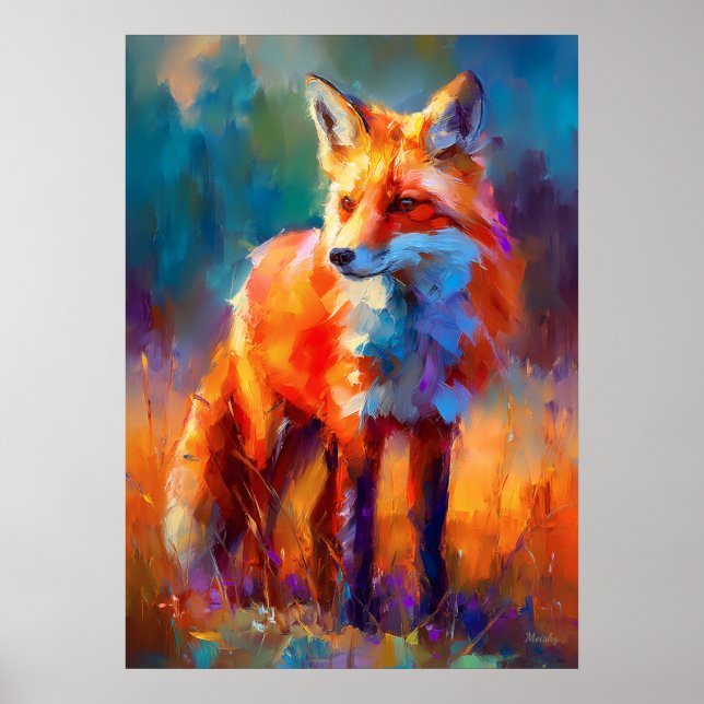 Póster Impressionist Red Fox Wildlife Painting (Frente)