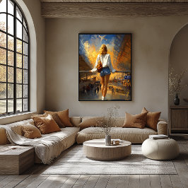 Póster Impressionist Travel Landscape – Golden Departure