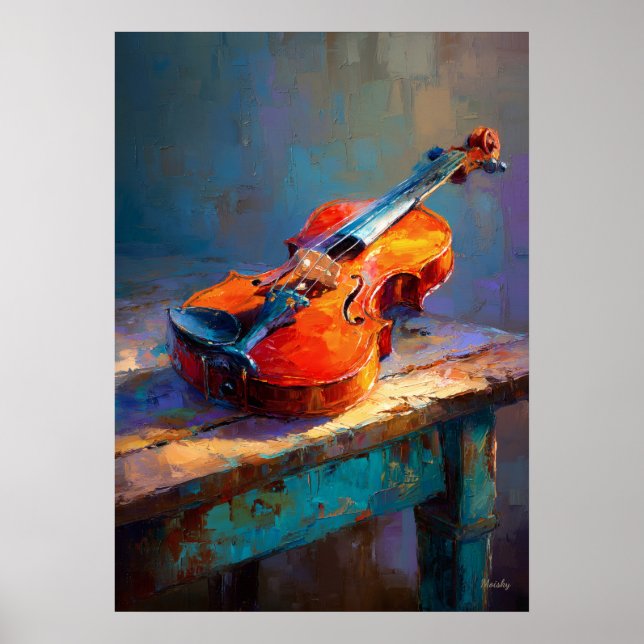 Póster Impressionist Violin Painting Classical Music Art (Frente)