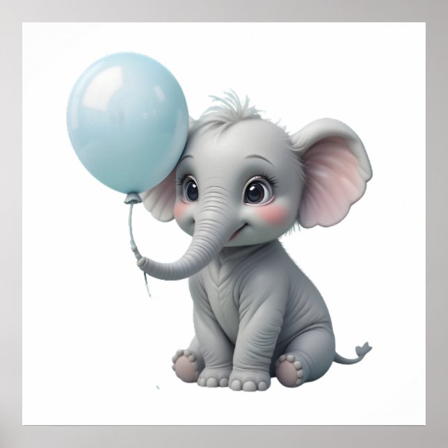 Póster Imprimación adorable de elefante para la guardería (Frente)