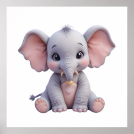 Póster Imprimación adorable de elefante para la guardería