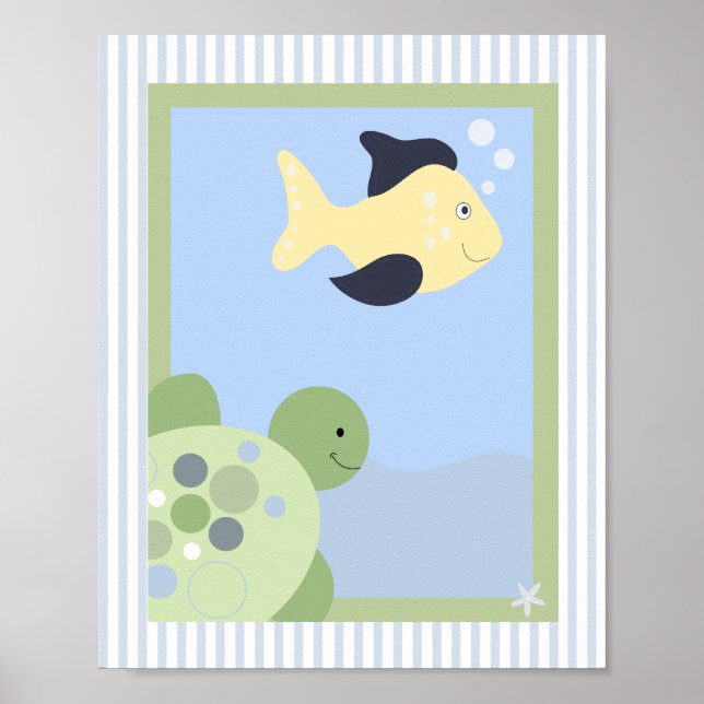 Póster IMPRIMACIÓN DE TORTUGA DE ARRECIFE DE PESCADO 8x10 (Frente)