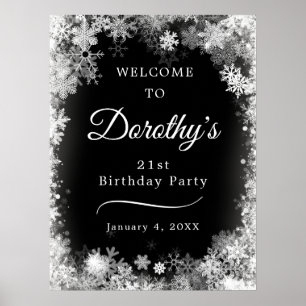 Póster Imprimible 21º cumpleaños Snowflake Bienvenida en 