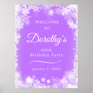 Póster Imprimible 60º cumpleaños Snowflake Purple bienven