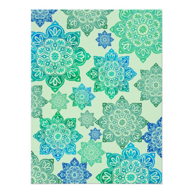 Poster imprimible con medallones verdes y azules (Anverso)