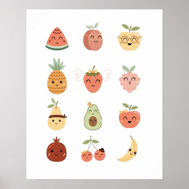 Póster Imprimible de Frutas Lindas (Frente)
