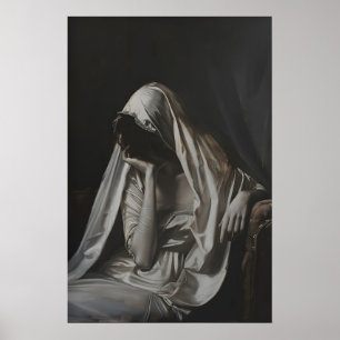 Póster Imprimible de pintura al óleo del retrato de mujer