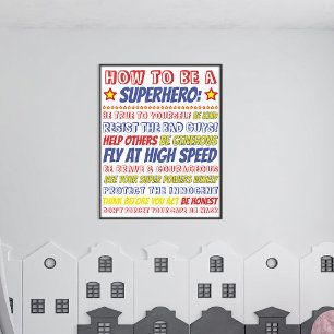 Póster Imprimible de superhéroe editable para la habitaci