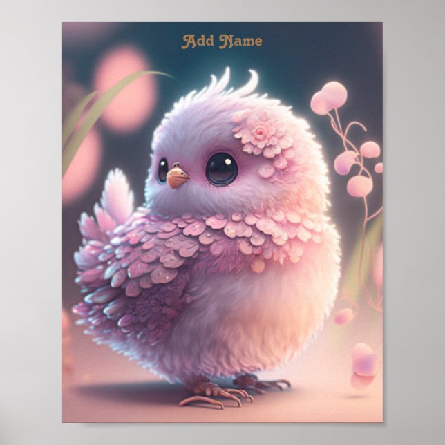 Póster Imprimible guardería de criadero de búho rosa (Frente)