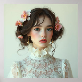 Póster Imprimible hermoso chica Vestido casual blanco