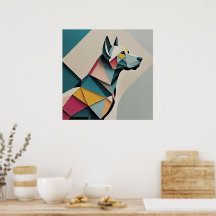 Imprimible hermoso ilustracion geométrico Perro