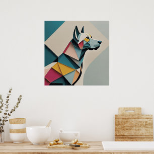 Póster Imprimible hermoso ilustracion geométrico Perro