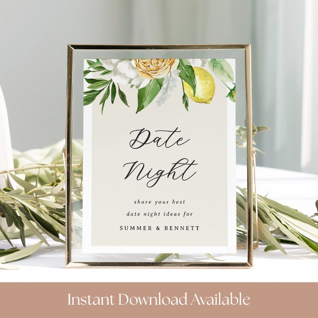 Póster Imprimible Lemon Bridal Shower Date Rótulo nocturn (Subido por el creador)