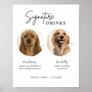 Póster Imprimible Perro Firma Bebidas Boda Bar Rótulo