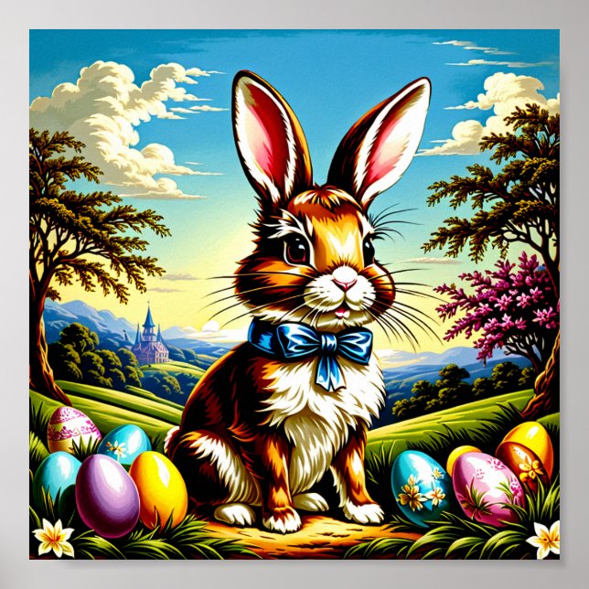 Póster Imprimible Poster de conejitos de Pascua de Victor (Frente)