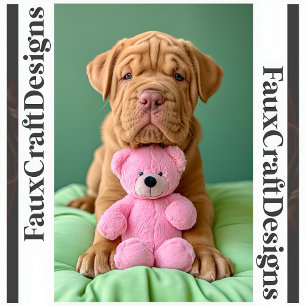Póster Imprimible Shar-pei Mascota lindo perro y rosa Ted