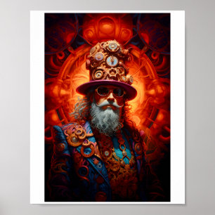 Póster Imprimible Steampunk Hippy Hombres Faux Ink 034
