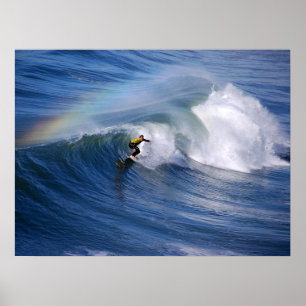 Póster Imprimiendo Surfear Bajo Un Arcoíris 24 x 18