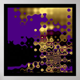 Póster Imprimir abstracto oro derretido sobre morado y ne