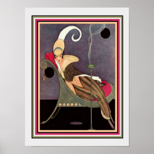 Póster Imprimir Art Deco "Chica en chaqueta" 12 x 16