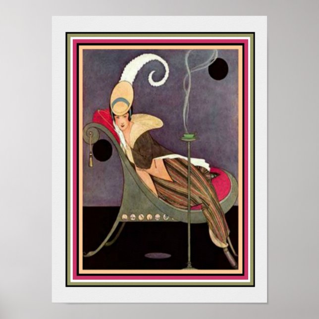 Póster Imprimir Art Deco "Chica en chaqueta" 12 x 16 (Frente)