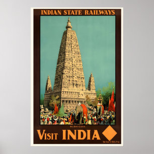 Póster Imprimir cartel vintage de viaje a la India