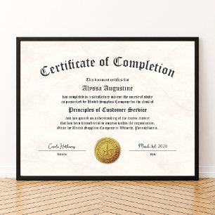 Póster Imprimir certificado de finalización