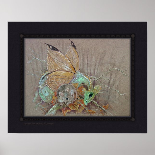 Póster Imprimir - Dragón de mariposa y el ratón (Frente)