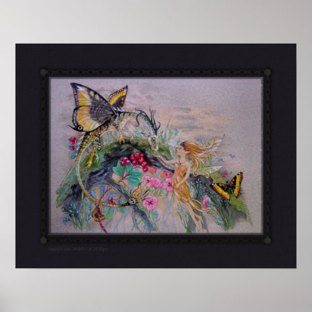 Póster Imprimir - Dragón y el hadas (Frente)