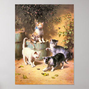 Póster Imprimir: "Gatitos jugando con escarabajos"