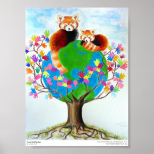 Póster Imprimir "Guardar pandas rojos"