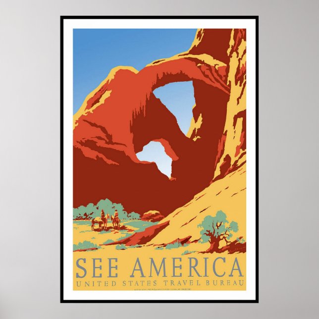 Póster Imprimir imagen retro vintage Viaje América (Frente)