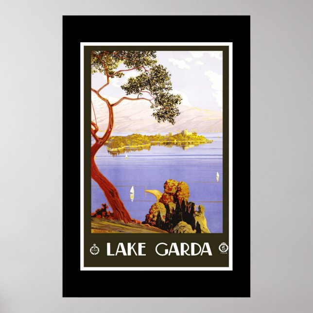 Póster Imprimir imagen retro vintage Viaje lago Garda (Frente)