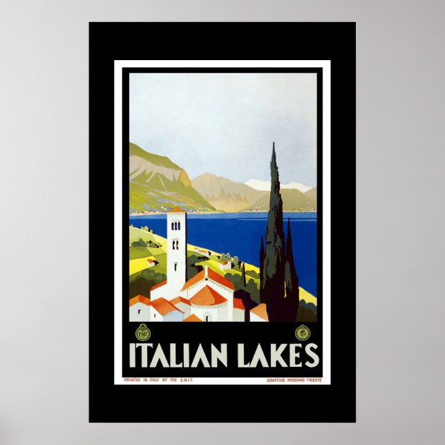 Póster Imprimir imagen retro vintage Viajes lagos italian (Frente)