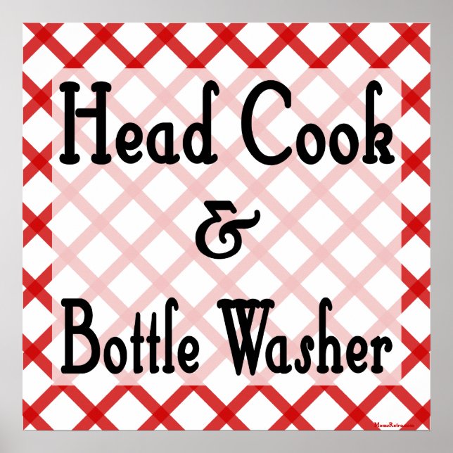 Póster Imprimir Jefe de Cocina y Lavadora de Botellas (Frente)