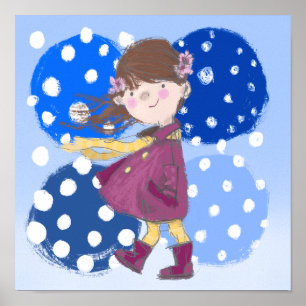 Póster Imprimir la sala de chicas. Bola de nieve