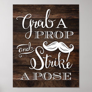 Póster Imprimir letrero de Rustic Chic AGARRA UN PROP PON