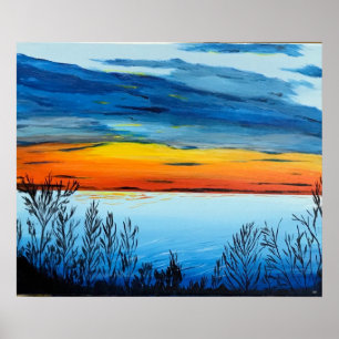 Póster Imprimir lienzo con atardecer