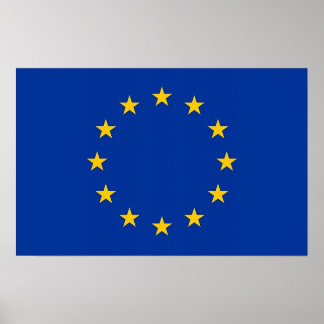 Póster Imprimir lienzo con bandera de la Unión Europea (Frente)