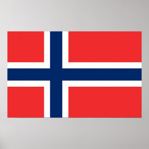Póster Imprimir lienzo con bandera de Noruega