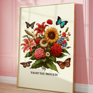 Póster Imprimir Mariposa Floral Confía en el Proceso