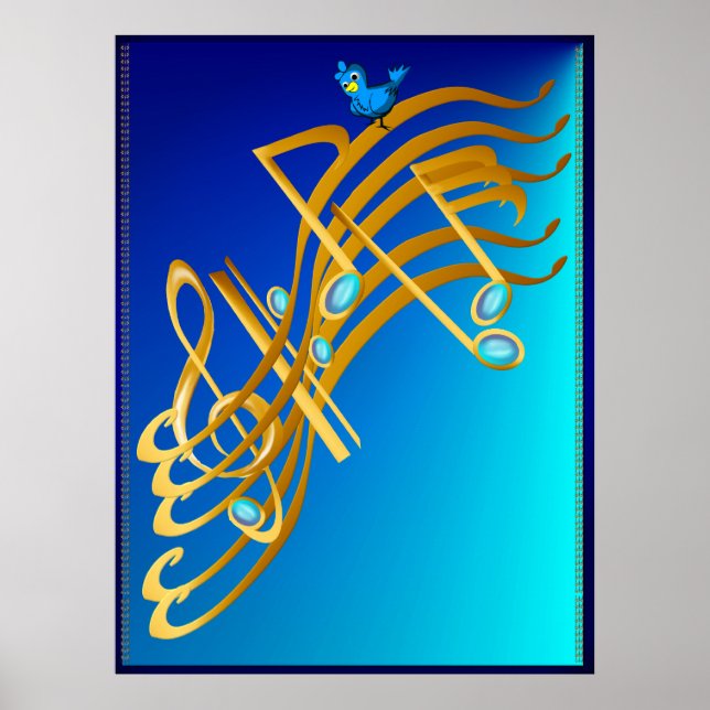 Póster Imprimir notas de oro (Frente)